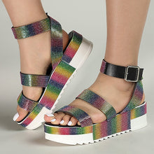 Load image into Gallery viewer, Leopard Hemp Flat Platform Ladies Wedge