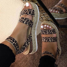 Load image into Gallery viewer, Leopard Hemp Flat Platform Ladies Wedge