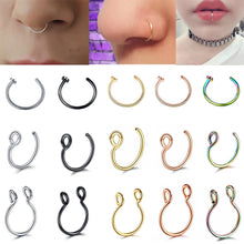 Load image into Gallery viewer, 1Pc Stainless Steel Fake Nose Ring Hoop Septum Rings