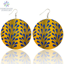 Load image into Gallery viewer, Afro Fabric Art Prints Wooden Drop Earrings