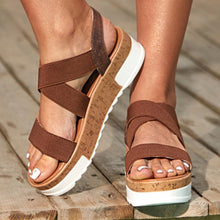 Load image into Gallery viewer, Leopard Hemp Flat Platform Ladies Wedge