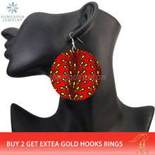 Load image into Gallery viewer, Afro Fabric Art Prints Wooden Drop Earrings
