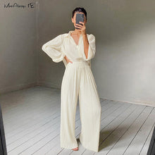 Load image into Gallery viewer, Beige Pleated Wide Leg Pants