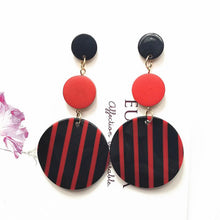 Load image into Gallery viewer, Black White Big Round Earrings for Women