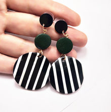 Load image into Gallery viewer, Black White Big Round Earrings for Women