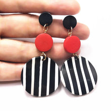 Load image into Gallery viewer, Black White Big Round Earrings for Women