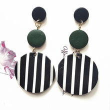 Load image into Gallery viewer, Black White Big Round Earrings for Women