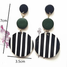 Load image into Gallery viewer, Black White Big Round Earrings for Women