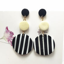 Load image into Gallery viewer, Black White Big Round Earrings for Women
