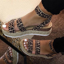 Load image into Gallery viewer, Leopard Hemp Flat Platform Ladies Wedge