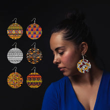 Load image into Gallery viewer, Afro Fabric Art Prints Wooden Drop Earrings