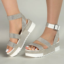 Load image into Gallery viewer, Leopard Hemp Flat Platform Ladies Wedge