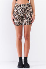 Load image into Gallery viewer, Leopard Print High Waisted Fitted Yoga Biker Shorts
