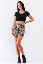 Load image into Gallery viewer, Leopard Print High Waisted Fitted Yoga Biker Shorts
