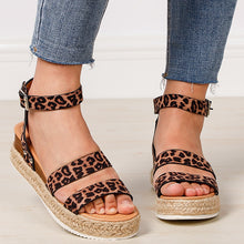 Load image into Gallery viewer, Leopard Hemp Flat Platform Ladies Wedge
