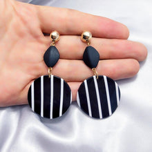 Load image into Gallery viewer, Black White Big Round Earrings for Women
