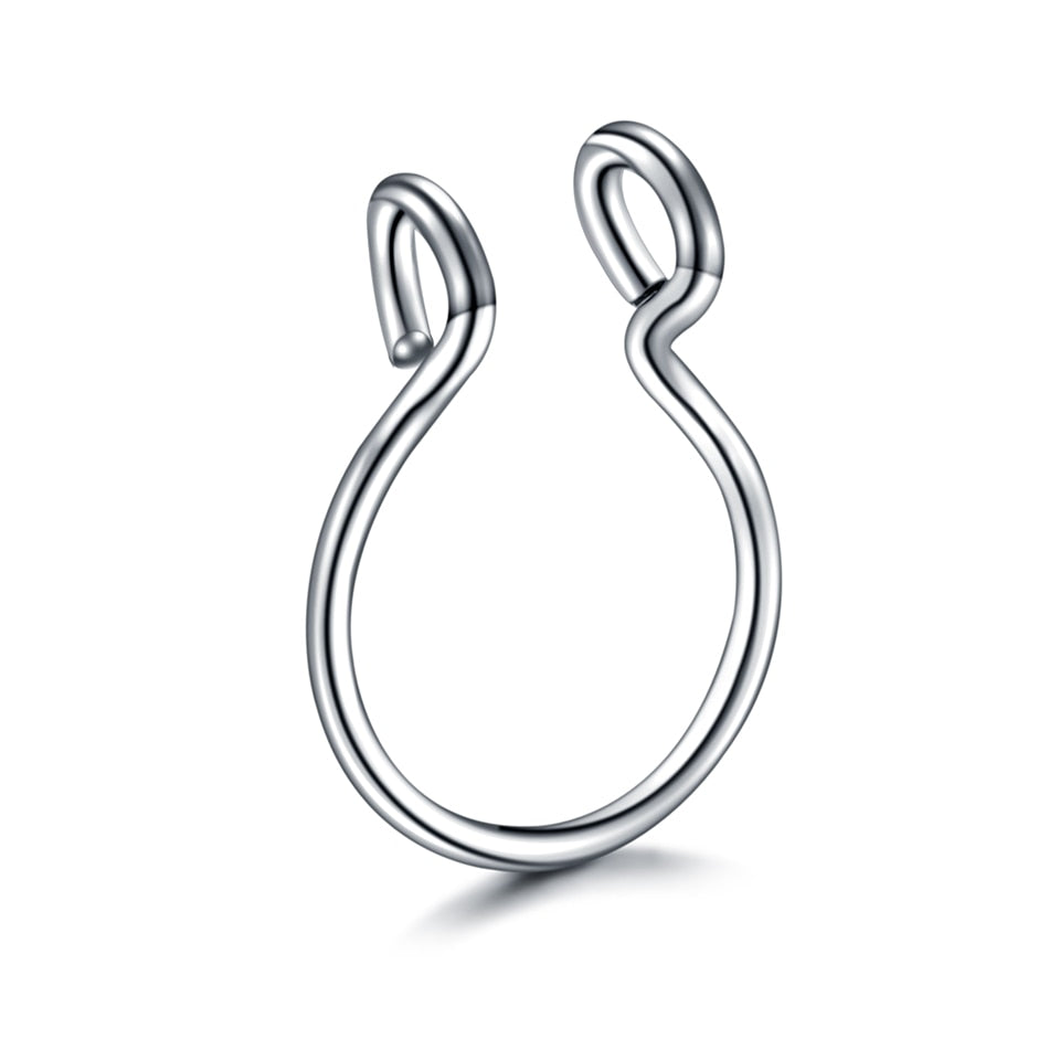 1Pc Stainless Steel Fake Nose Ring Hoop Septum Rings